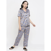 Smarty Pants - Grey Satin Womens Nightwear Nightsuit Sets ( Pack of 1 ) - None