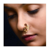 Vivastri Premium &  CZ Pearl Studded Gold Plated Evergreen Nath For Women & Girls-VIVA1180NTH-CMB - Multi Color