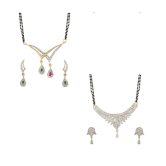 YouBella American Diamond Mangalsutra & Earrings - Set of 2