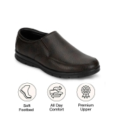 UrbanMark Men Comfortable Round-Toe Faux Leather Slip On Formal Shoes- Brown - None