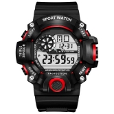 Rhonium Black PU Digital Mens Watch