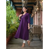 Juniper Rayon Solid Flared Womens Kurti - PURPLE ( Pack of 1 ) - None