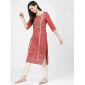 Ketch Polyester Printed Straight Womens Kurti - Orange ( Pack of 1 ) - None