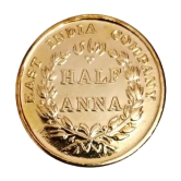 Hop n Shop - 1845 British India Half Anna Gold Plated 1 Numismatic Coins