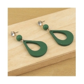 SILVER SHINE Elegant Diamond Light Weight Dangle Wooden Earrings for Girls and Women. - Green