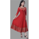 SIPET - Red Rayon Womens Anarkali Kurti ( Pack of 1 ) - None