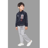 DKGF Fashion - Navy Blue Cotton Blend Boys Shirt & Pants ( Pack of 1 ) - None