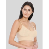 ILRASO - Beige Cotton Blend Removable Padding Women's Sports Bra ( Pack of 1 ) - None