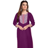 Kapadia - Wine Rayon Women''s Straight Kurti ( Pack of 1 ) - None