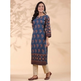 Vbuyz Cotton Printed Straight Womens Kurti - Blue ( Pack of 1 ) - None