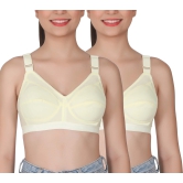 Eves Beauty Womens Full Coverage Non Padded/Non Wired Bra.(Pack of 2)-38C / Cream / Cotton Polyester