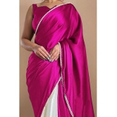 Apnisha Satin Embellished Saree With Blouse Piece - Rani ( Pack of 1 ) - Rani