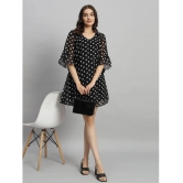 Curvydrobe Georgette Printed Mini Womens A-line Dress - Black ( Pack of 1 ) - None