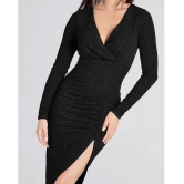 Addyvero Polyester Self Design Midi Womens Bodycon Dress - Black ( Pack of 1 ) - None