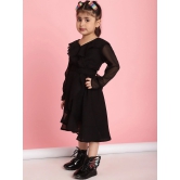 MINI & MING Girls V-Neck Ruffles Detailed Fit & Flare Midi Dress