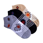 SELETA - Multicolor Cotton Blend Women's Ankle Length Socks ( Pack of 3 ) - None