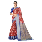 offline selection Red Polyester Saree