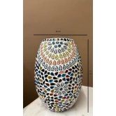 Aarna Creations Turkish Mosaic Lamp in Vase Shape| Hand-Carved Multi-Color Patterned lamp | Beautiful Artistic Table lamp in Dholak Shape (Mosaic)