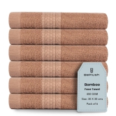 BePlush Bamboo Face Towel Set of 6  Ultra Soft Absorbent Quick Dry Towels for Facewash Gym Travel Spa and Yoga  Sensitive Skin Friendly  Face Towel for Women  Men  450 GSM 30x30 Cms  Rust-BePlush