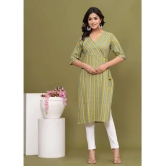 Glorious Cotton Blend Printed Angrakha Womens Kurti - Green ( Pack of 1 ) - None