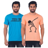 ferocious - Teal Blue Cotton Regular Fit Men's T-Shirt ( Pack of 2 ) - None