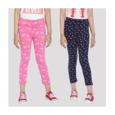 Ariel - Pink Cotton Girls Leggings ( Pack of 2 ) - None