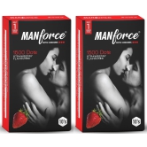 MANFORCE 3 in 1 Wild Ribbed Contour Dotted Strawberry Flavor Condoms - 10 Pieces x Pack of 2 Condom (Set of 2 20 Sheets)
