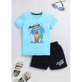 Supersquad Blue Cotton Boys T-Shirt & Shorts ( Pack of 1 ) - None