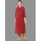 Janasya Rayon Printed Straight Womens Kurti - Red ( Pack of 1 ) - None