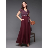 Miss Chase Georgette Self Design Full Length Womens Gown - Wine ( Pack of 1 ) - None