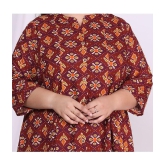 Swasti Cotton Blend Printed Anarkali Womens Kurti - Maroon ( Pack of 1 ) - None