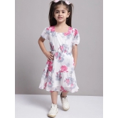 MINI & MING Girls Floral Printed Puff Sleeve Georgette A-Line Midi Dress