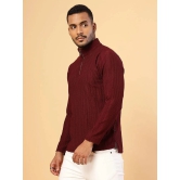 Rigo Polyester Slim Fit Striped Full Sleeves Mens High Neck T-Shirt - Wine ( Pack of 1 ) - None