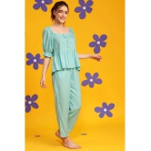 Clovia Blue Rayon Womens Nightwear Nightsuit Sets ( Pack of 2 ) - None