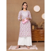 Rangita Women Rayon Pink Embroidered Knee Length Straight Kurti - None