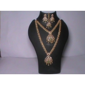 Indian Traditional Gold Plated Haram Necklace Set With Earrings For Women