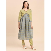 gufrina Cotton Printed Kurti With Pants Women's Stitched Salwar Suit - Light Grey ( Pack of 1 ) - None