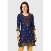 Meher Impex - Navy Art Silk Womens A-line Kurti ( Pack of 1 ) - None