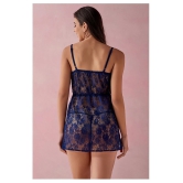 Clovia Lace Baby Doll Dresses With Panty - Blue Pack of 2 - S