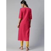 SVARCHI - Pink Cotton Womens Straight Kurti ( Pack of 1 ) - None