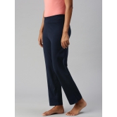 Women Mid rise Solid Side Slit Pant ny12-3XL / Navy