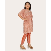 Girls Fashionable Ethnic Set Kaftan & Bottom Set And Like Kaftan Dress Kurti-Orange / 8 - 9 Years