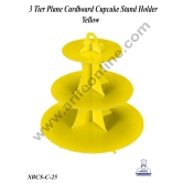 Cake Decor™ 3 Tier Plane Cardboard Cupcake Stand Holder-YELLOW