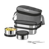 Milton Triple Decker Stainless Steel Lunch Box, Black