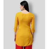 HIGHLIGHT FASHION EXPORT - Yellow Rayon Womens Straight Kurti - S