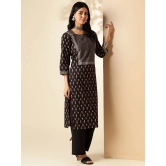 Vbuyz Cotton Printed Straight Womens Kurti - Black ( Pack of 1 ) - None