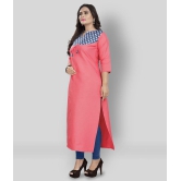 Rangrasiya - Pink Cotton Women's Straight Kurti ( Pack of 1 ) - L