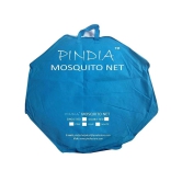 Pindia White & Blue Polyester Single Mosquito Net