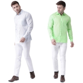 KLOSET By RIAG 100% Cotton Regular Fit Solids Full Sleeves Men's Casual Shirt - Fluorescent Green ( Pack of 2 ) - None