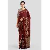 OFLINE SELCTION - Red Banarasi Silk Saree With Blouse Piece ( Pack of 1 ) - Red